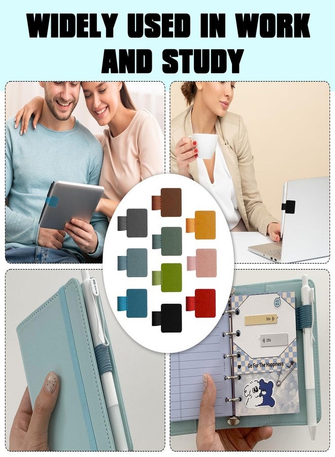 panthra Pen Holder for Notebook 15 Pcs Adhesive Pen Holder Pu Leather, Suitable for Planners, Diaries, Binders, Books, School Office Supplies (7 Colors) - Image 5
