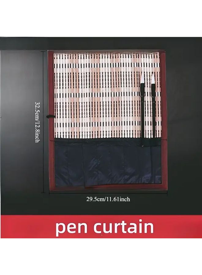 Bamboo Brush Case Pen Curtain Portable Ink Stick Organizer For Calligraphy Artists - Image 3