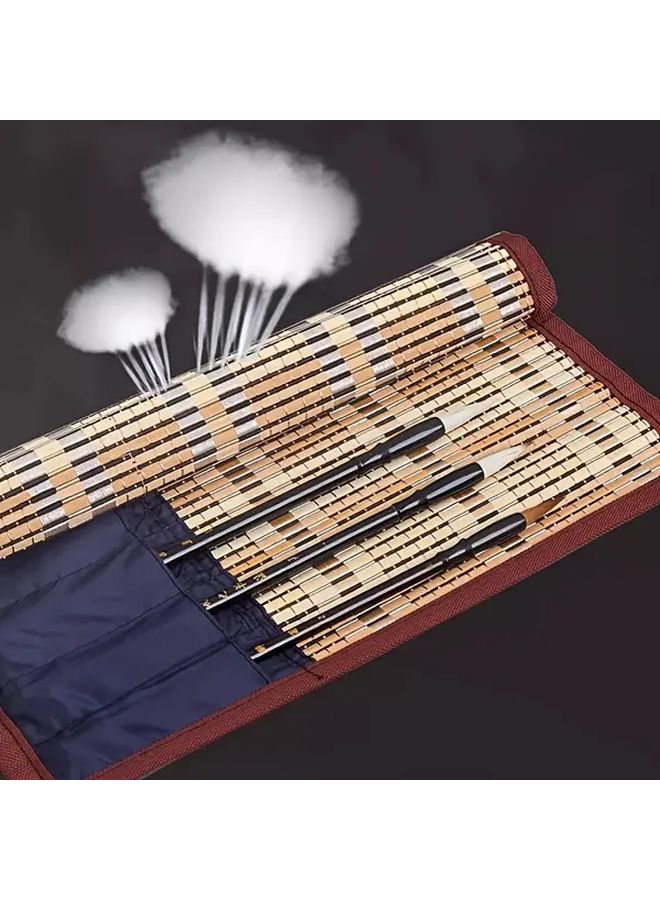 Bamboo Brush Case Pen Curtain Portable Ink Stick Organizer For Calligraphy Artists - Image 2