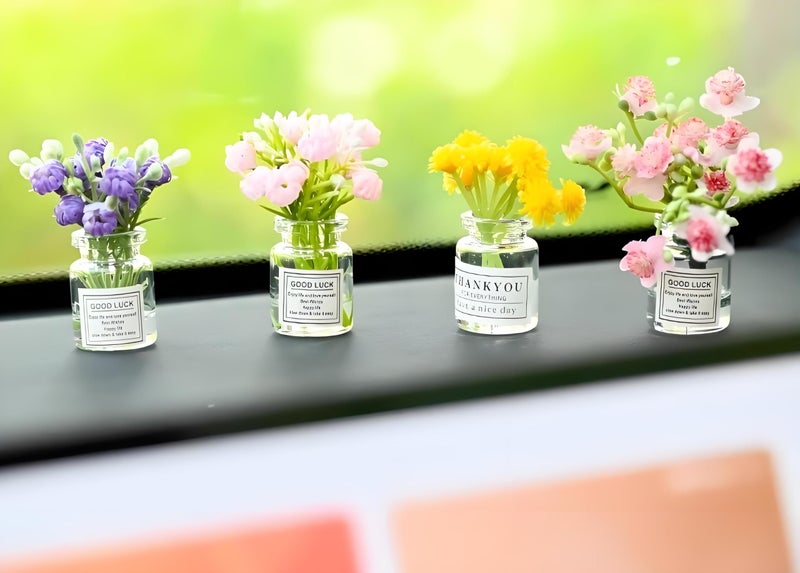 WinldMonmo 2PCS Mini Smell The Fragrant Rabbit & Pink Peach Blossom Flower Vase Ornaments â€“ Handmade Resin Miniature Vases for Dollhouse, Fairy Garden, Micro Landscape Decor, DIY Craft & Table Centerpiece - Image 3
