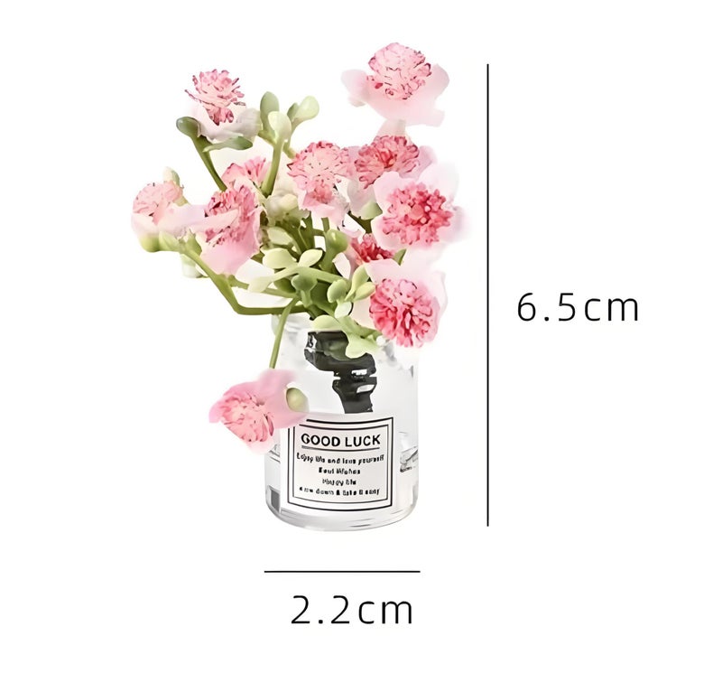 WinldMonmo 2PCS Mini Smell The Fragrant Rabbit & Pink Peach Blossom Flower Vase Ornaments â€“ Handmade Resin Miniature Vases for Dollhouse, Fairy Garden, Micro Landscape Decor, DIY Craft & Table Centerpiece - Image 5