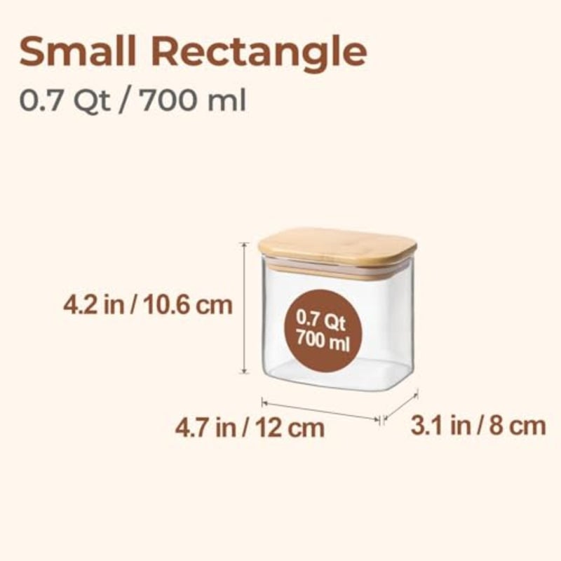 6-Pack Glass Jars with Bamboo Lids 26oz Airtight Mason Jars and Stackable Food Storage Containers for Coffee, Sugar, Pasta, Tea, Candy and Nuts - Image 3