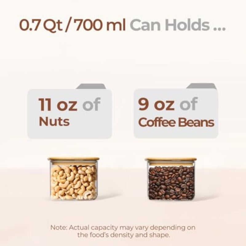 6-Pack Glass Jars with Bamboo Lids 26oz Airtight Mason Jars and Stackable Food Storage Containers for Coffee, Sugar, Pasta, Tea, Candy and Nuts - Image 2