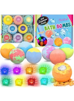 Santrela Bath Bombs For Kids With Surprise Toys Inside, 8 Pcs 3.5 Oz Light Up Bath Bombs Gift Set With Essential Oils, Handmade Spa Moisturizing Bath Bombs For Women Relaxing, Birthday, Party, Christmas  - Image 1