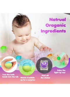 Santrela Bath Bombs For Kids With Surprise Toys Inside, 8 Pcs 3.5 Oz Light Up Bath Bombs Gift Set With Essential Oils, Handmade Spa Moisturizing Bath Bombs For Women Relaxing, Birthday, Party, Christmas  - Image 4