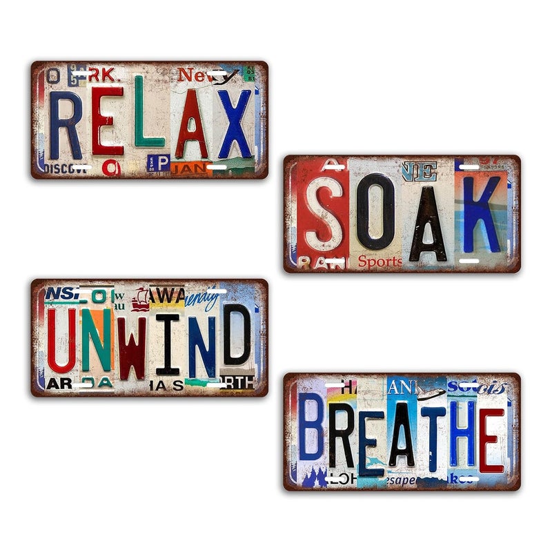 kengtou Vintage Bathroom License Plate Wall Decor Set - Image 1