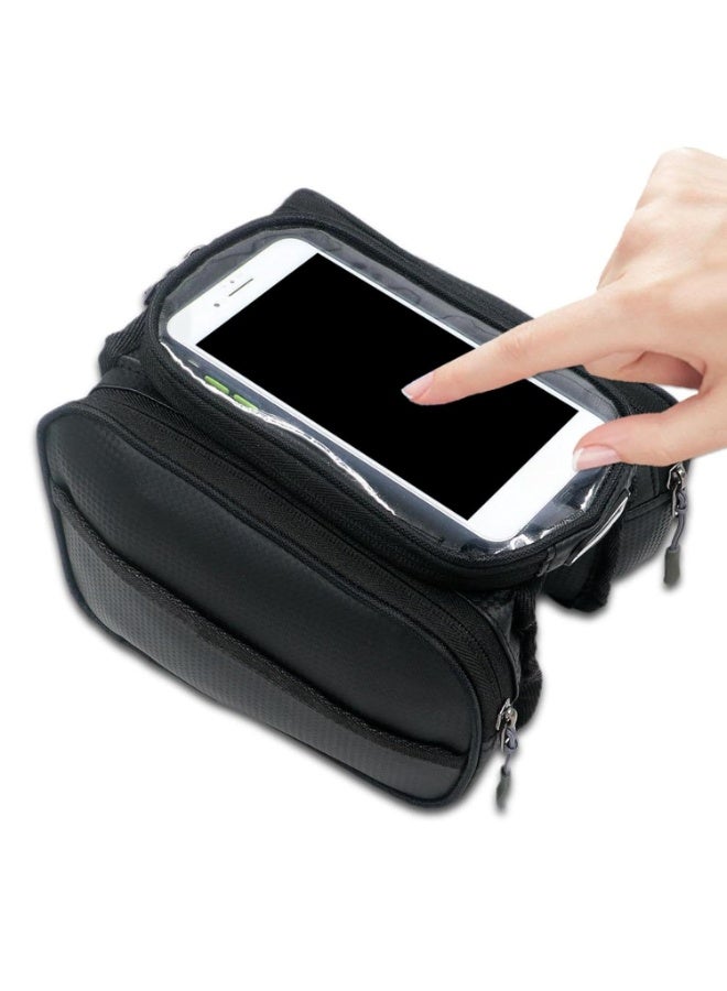 شنطة دراجة هوائية / نارية مع جيب شفاف للهاتف - مقاومة للماء ومتعددة الجيوب - Image 2