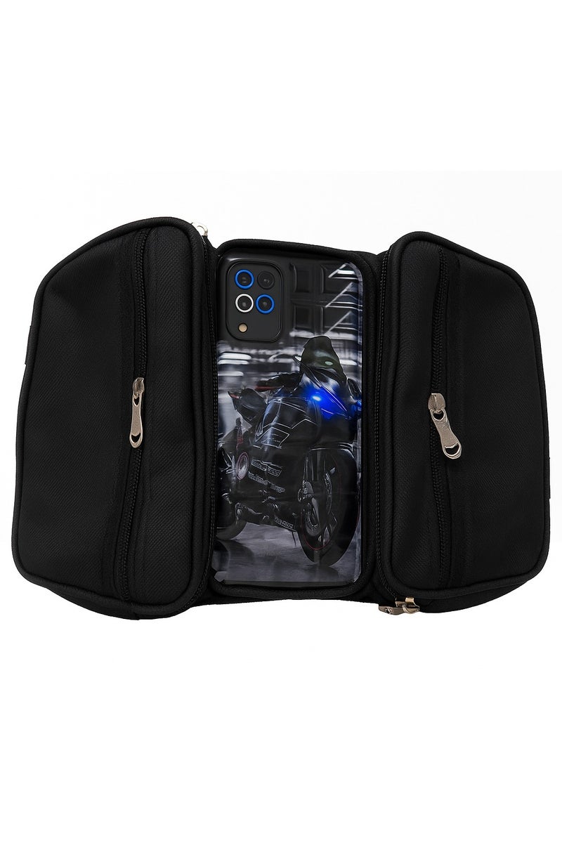 شنطة دراجة هوائية / نارية مع جيب شفاف للهاتف - مقاومة للماء ومتعددة الجيوب - Image 3