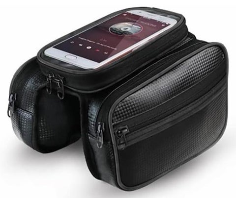 شنطة دراجة هوائية / نارية مع جيب شفاف للهاتف - مقاومة للماء ومتعددة الجيوب