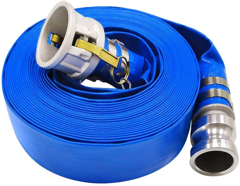2 × 50 خرطوم تصريف PVC أزرق مع وصلات كاملوك C و E خرطوم تصريف ثقيل التحمل خرطوم تصريف مسبح متين معزز للبرك السباحة