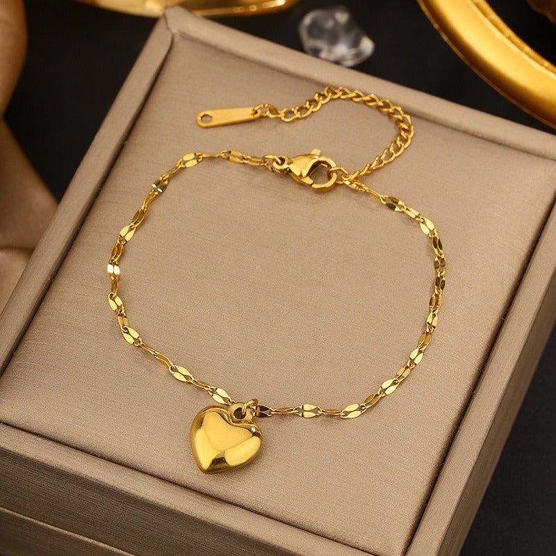 Vital Women's Vintage Titanium Steel Bracelet Set - Heart, Butterfly, Bow & Geometric Designs, Anniversary Gift