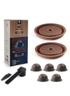 Reusable Vertuo Pods, Refillable Coffee Capsule for Vertuoline & Vertuo Pod, 230ml Coffee Pods Compatible with Nespresso Vertuo Coffee Machine, With 2Pcs Reusable Silicone Lids, Scoop, Brush (5PCS)