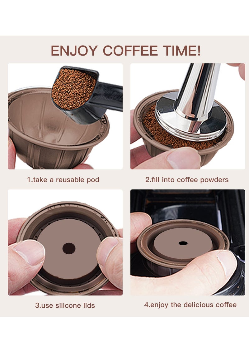 SYOSI - Reusable Vertuo Pods, Refillable Coffee Capsule for Vertuoline & Vertuo Pod, 230ml Coffee Pods Compatible with Nespresso Vertuo Coffee Machine, With 2Pcs Reusable Silicone Lids, Scoop, Brush (5PCS) - Image 1