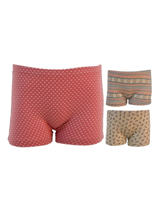 JOANNA JOANNA 870166 Girl's Multiple Design Boyshort 3-Pack Underwear, Multicolor - Image 1
