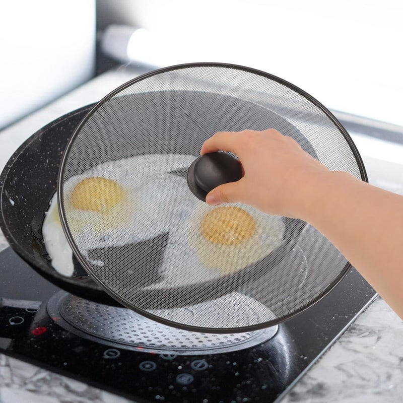 Stainless Steel Splatter Screen with Plastic Handle - Multi Color - Image 2