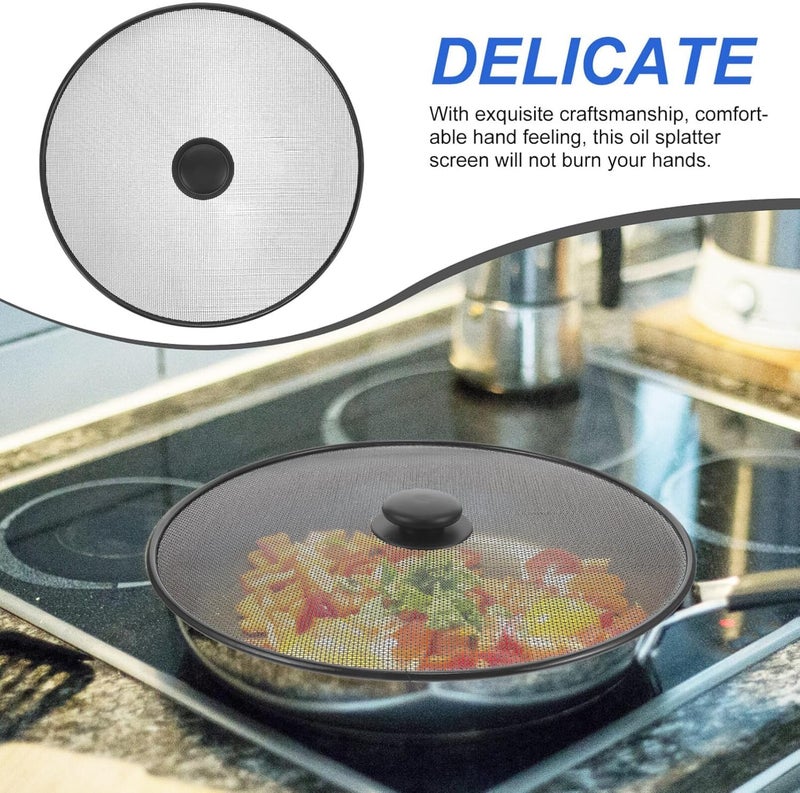 Stainless Steel Splatter Screen with Plastic Handle - Multi Color - Image 3