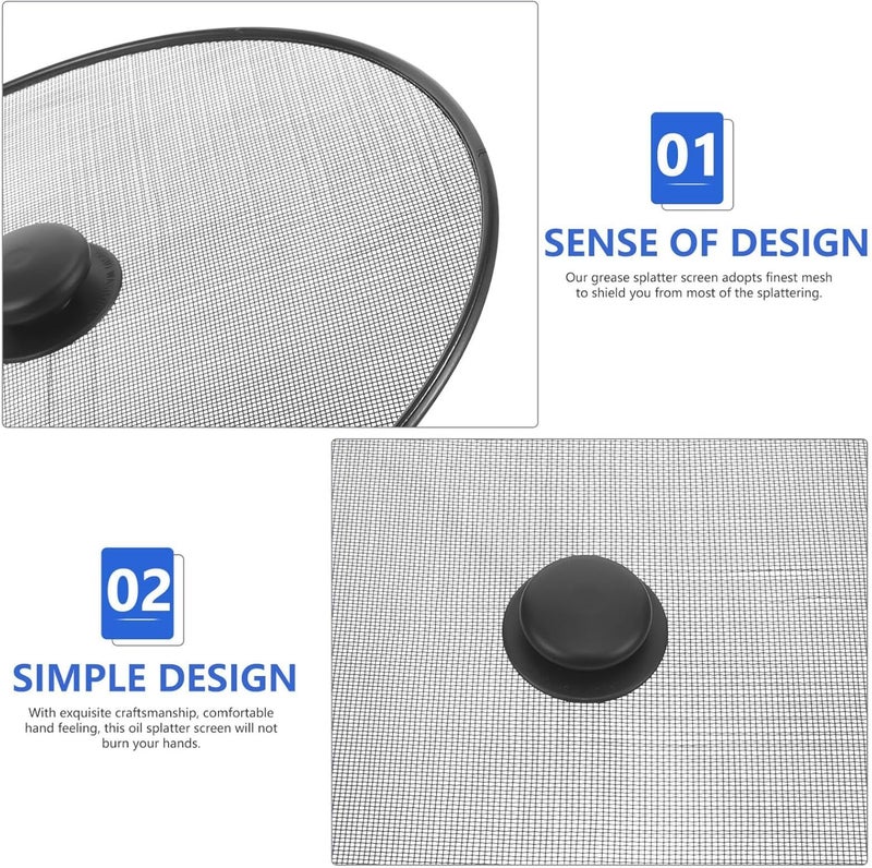 Stainless Steel Splatter Screen with Plastic Handle - Multi Color - Image 4