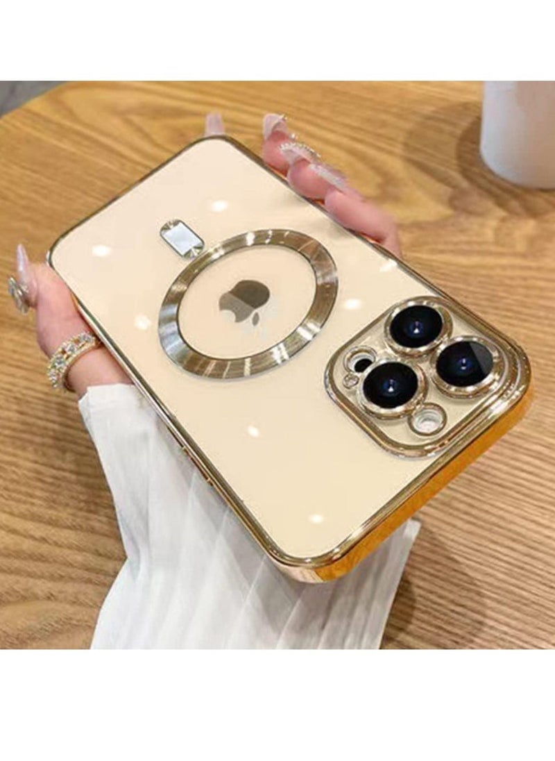 ELTRAZONE ELTRAZONE Compatible With iPhone 13 Pro Max Case with Camera Lens Protector Anti-Scratch Shockproof Protective Slim Plating iPhone 13 Pro Max Case for Women Men - Gold - Image 2