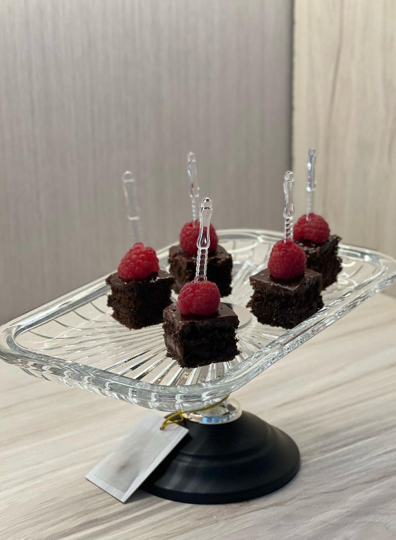 Glass serving plate with base for desserts and fruits, multi-purpose, small size - Image 1