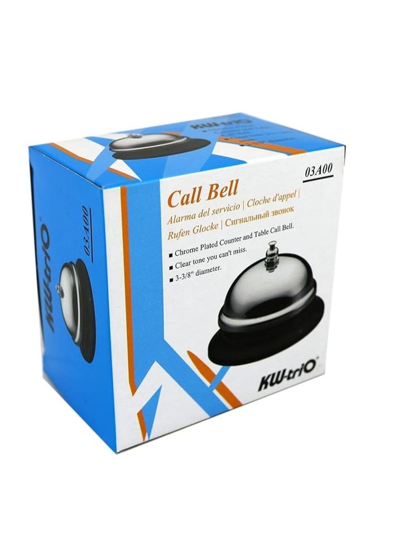 KWTrio Steel Desk Calling Bell, 8.5 cm Diameter, Silver - Image 1