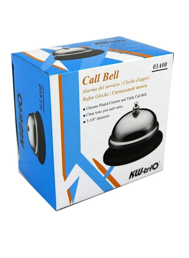 KWTrio Steel Desk Calling Bell, 8.5 cm Diameter, Silver - Image 2