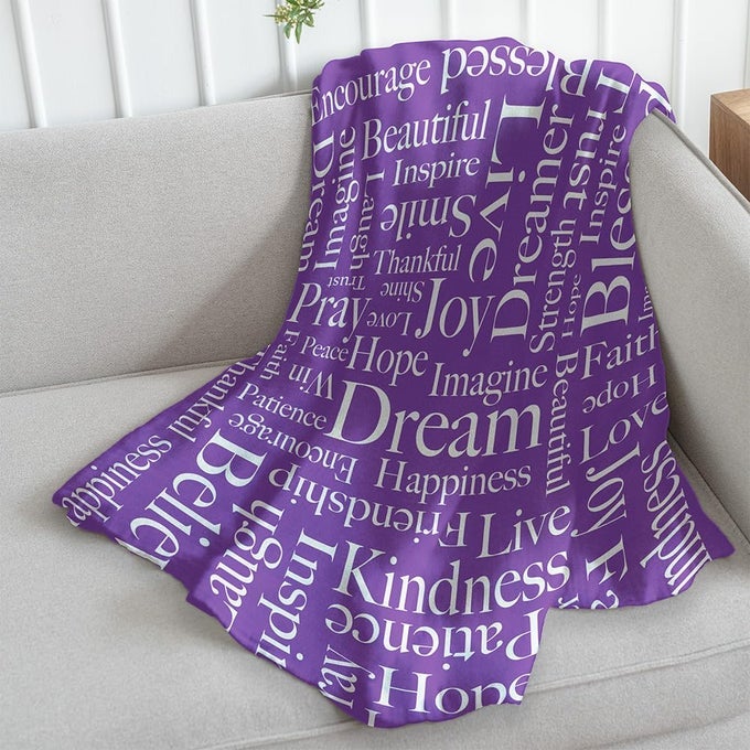 INSPIRING WORDS PURPLE SUPER SOFT THROW BLANKET 50X60 THROW BLANKET FOR BEDROOM LIVING ROOM SPRING TIME HOLIDAYS KIDS BABIES ADULTS DECOR GIFTS