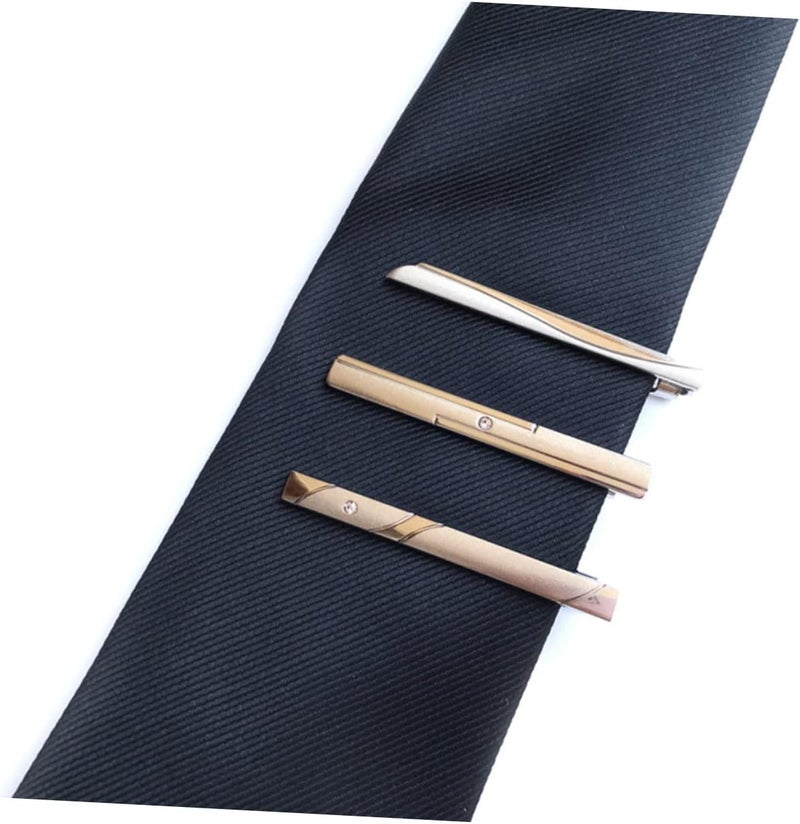 3pcs Crystal Mens Tie Clip Silver Bars Tie Clip Holder Wraps Fashion Accessory for Men - Image 5