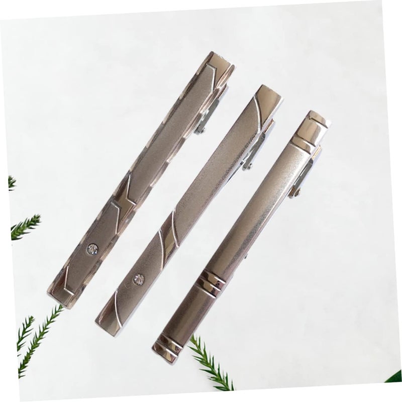 3pcs Crystal Mens Tie Clip Silver Bars Tie Clip Holder Wraps Fashion Accessory for Men - Image 4