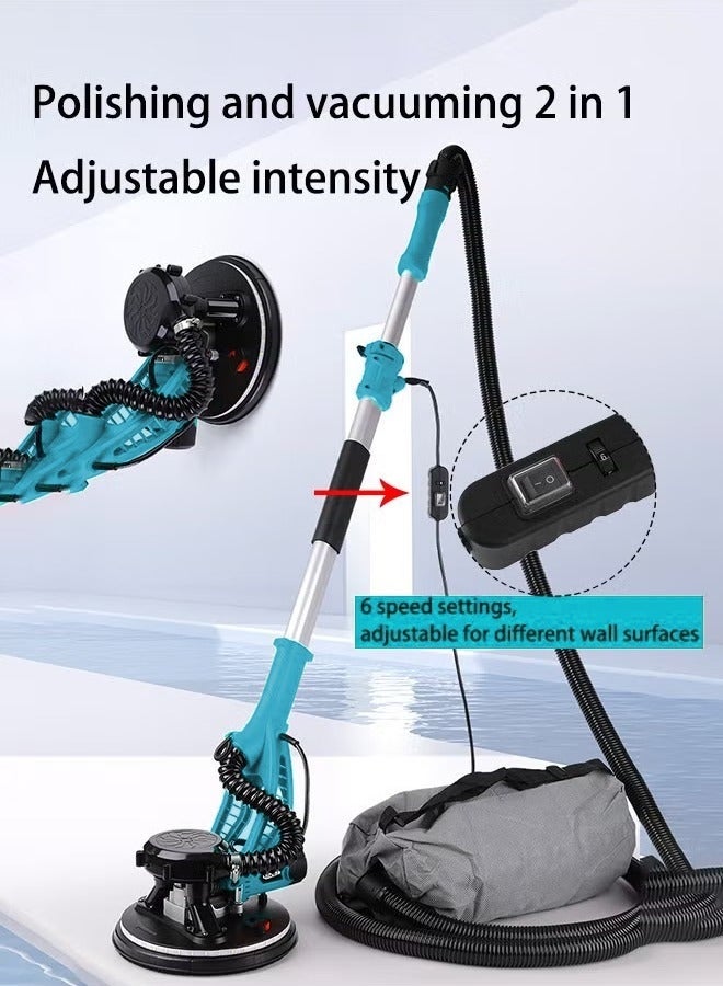 WALALLA Drywall Sander with Vacuum Dust Collector,1980W Sander Tool with 6 Variable Speed 1100-2700RPM, Drywall Sander Sander Tool,Extendable Handle, LED Light,20pcs Sanding Discs - Image 5