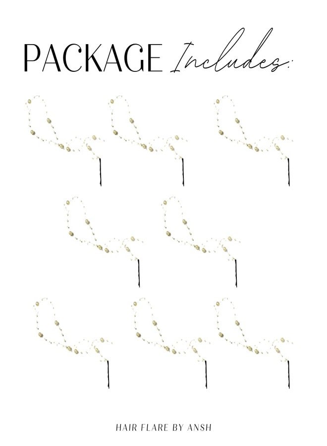 Hair Flare Pearls Made Artificial Wavy Shaped Hair Pin/Juda Decoration Item/Hair Accessories for Women and Girls-2491, Pack of 8 - Image 5