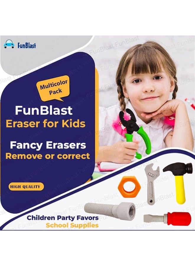 FunBlast Erasers for Kids - 12 Pcs Tool Kit Shaped Erasers, Fancy Erasers for School & Office, Stationery Gift for Kids, Kawaii Erasers for Kids, Girls, Birthday Return Gift for Kids - Image 5
