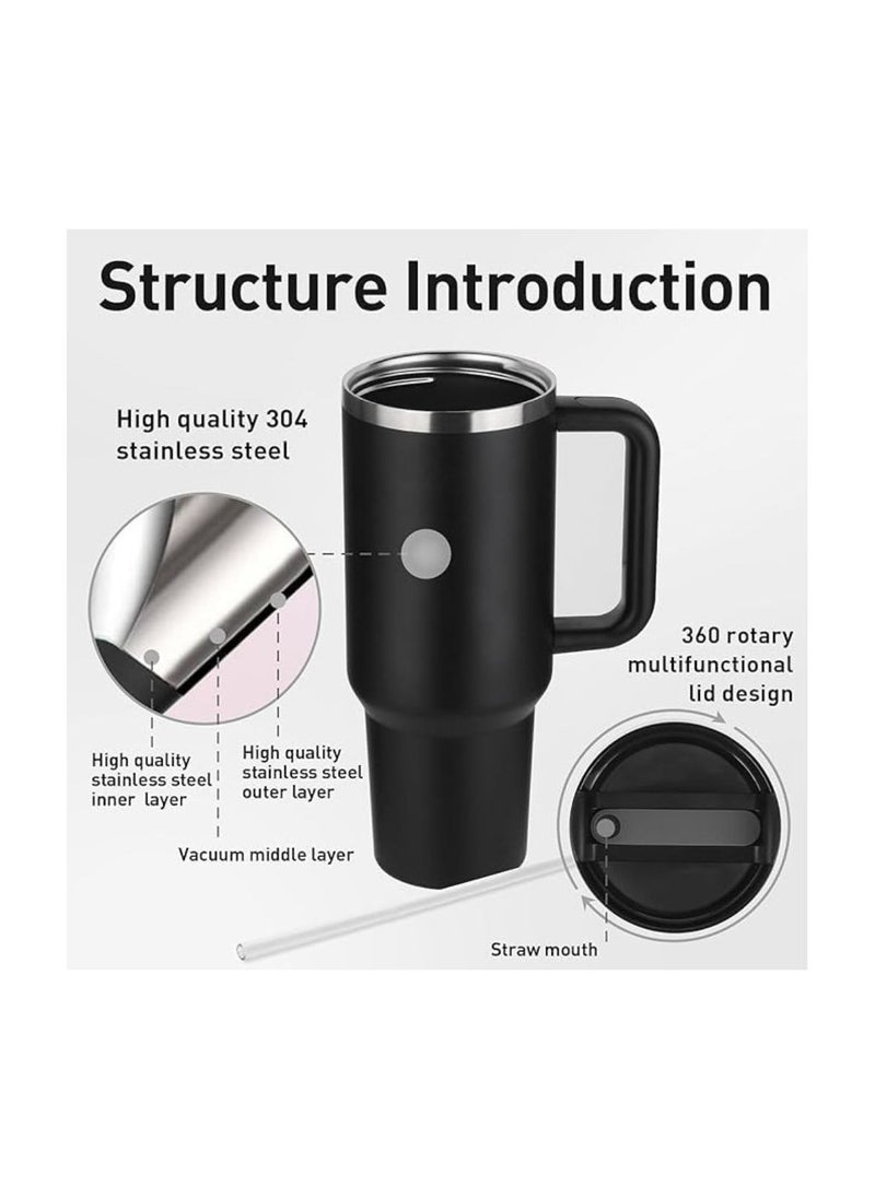 PRINTSHOP4ME - Black Tumbler Mug Initial Letter Printed Design–1.2L Tumbler Mug With Lid&Straw|Insulated Reusable Stainless Steel Tumbler Mug|Gold Color Initial Letter - Image 1