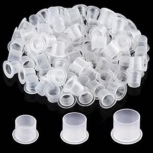 DreamAug Tattoo Ink Caps 300 Pack Disposable Clear Pigment Cups with Wide Flange Base Assorted Sizes SML Thick Plastic NoSpill Holders for Tattooing Microblading Permanent Makeup - Image 1