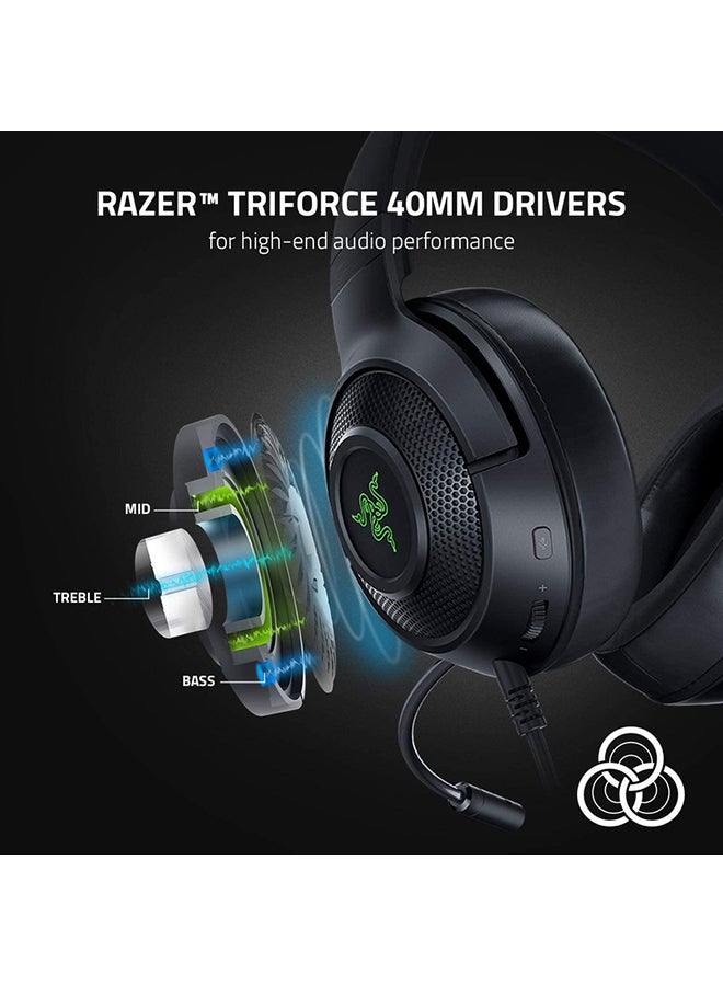 Razer Kraken V3 X Gaming Headset, 7.1 Surround Sound, Triforce 40mm Drivers, HyperClear Bendable Cardioid Mic, Chroma RGB Lighting, PC - Classic Black - Image 3