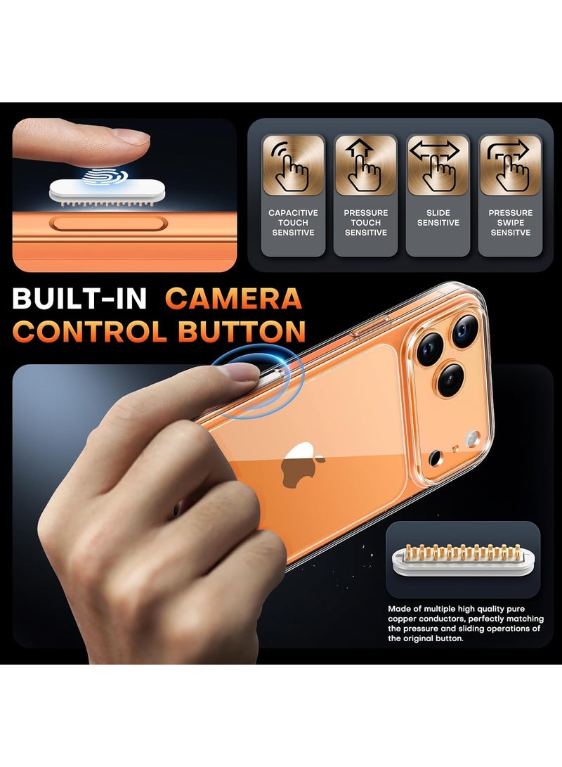 3 in 1 for iPhone 17 Pro Case Clear, with Screen Protector & Camera Lens Protector  ,Camera Control, Military-Grade Protection, Ultra Clear, Shockproof iPhone Cover, Slim Case Cover for 17 Pro, Clear - Image 3