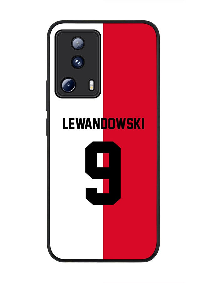 Stylizedd Rugged Black edge case for Xiaomi 13 Lite 5G / Xiaomi Civi 2 5G, Slim fit Soft Case Flexible Rubber Edges Anti Drop TPU Gel Thin Cover -  Football Team - Poland, Player Name - Lewandowski - Image 1