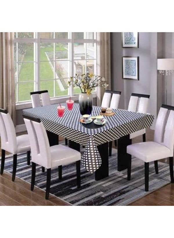 craft city CRAFT CITY Navy Blue Polka Dots Print Center & Dining Table Cover for 2 to 6 Seater Table Cloth/Water and dust with Oil-Proof PVC Rectangular Shape (54x90 inch) 