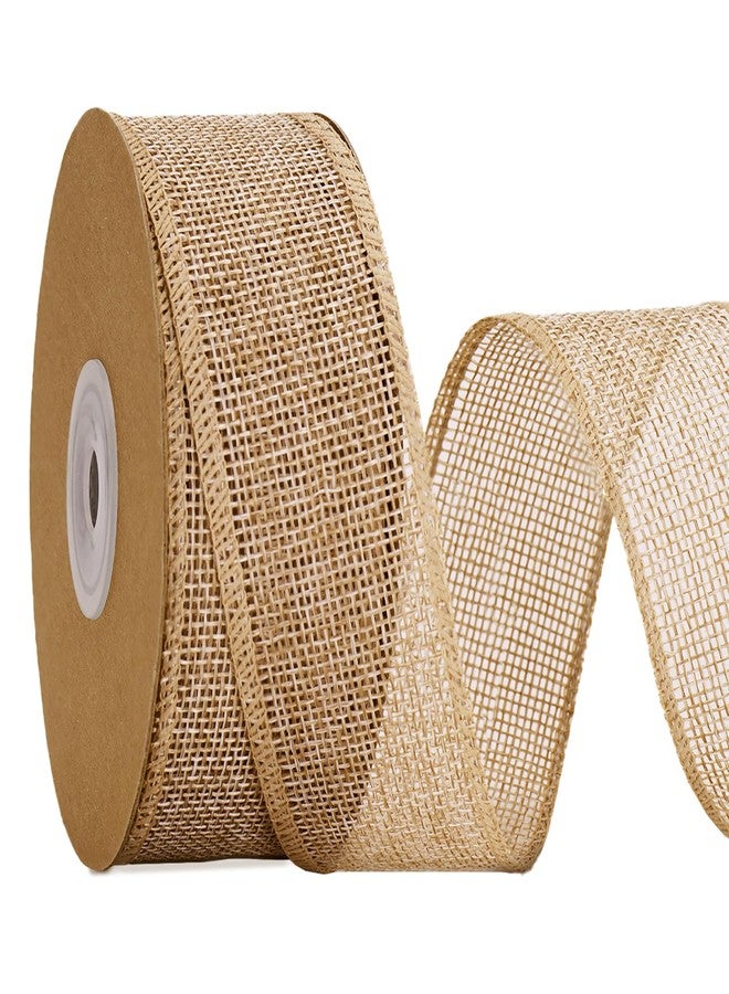 KINGLAKE Burlap Wired Edge Ribbon - 1 1/2 Inch x 10 Yards Natural Jute Ribbon for Gift Ribbon Brown Wired Ribbons for Crafts Bouquets Wedding Big Bow Wreath Christmas Tree Outdoor Decoration - Image 1