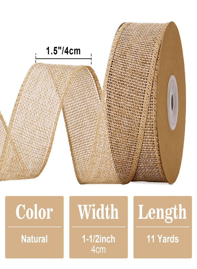 KINGLAKE Burlap Wired Edge Ribbon - 1 1/2 Inch x 10 Yards Natural Jute Ribbon for Gift Ribbon Brown Wired Ribbons for Crafts Bouquets Wedding Big Bow Wreath Christmas Tree Outdoor Decoration - Image 2