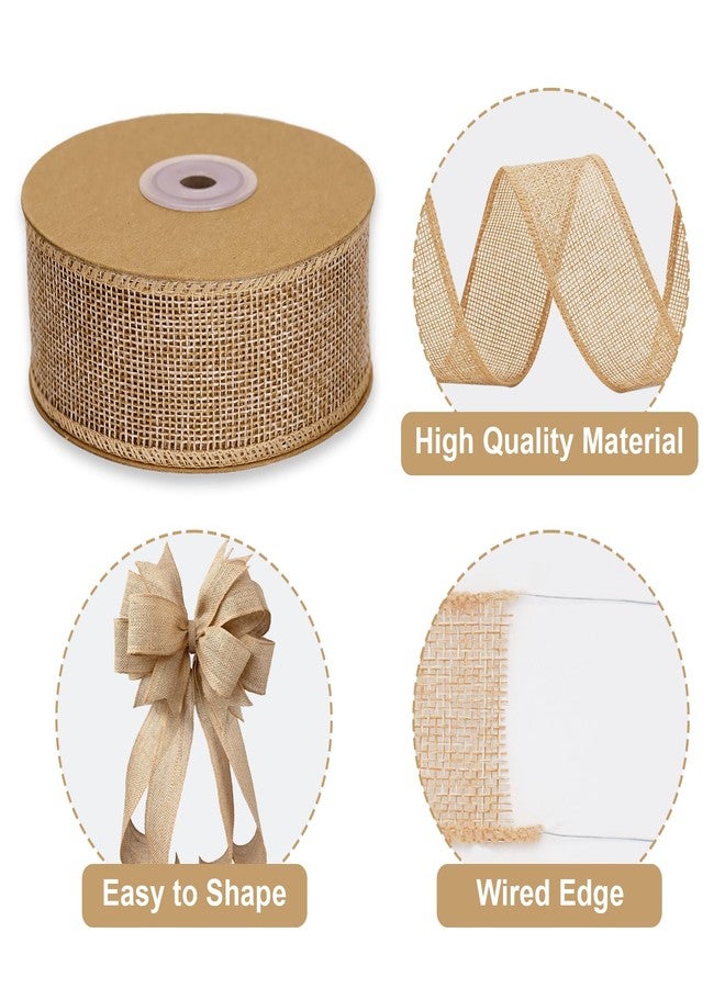 KINGLAKE Burlap Wired Edge Ribbon - 1 1/2 Inch x 10 Yards Natural Jute Ribbon for Gift Ribbon Brown Wired Ribbons for Crafts Bouquets Wedding Big Bow Wreath Christmas Tree Outdoor Decoration - Image 3
