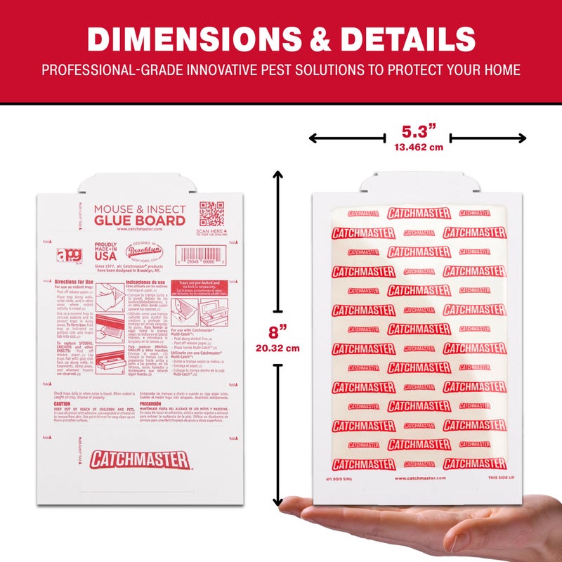 Catchmaster Pro Strength Mouse & Insect Glue Boards 60pk Traps Indoor for Home, Adhesive Bug Catcher, Rat & Rodent Sticky Trap, Non Toxic Bulk Pre-Baited Glue Traps, Pet Safe House Pest Control - Image 4