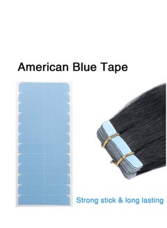 SUYYA SUYYA 60 Pieces Hair Extension Tape Tabs Double Sided Extension Tapes for Replacement 4cm x0.8cm (Blue)  - Image 2