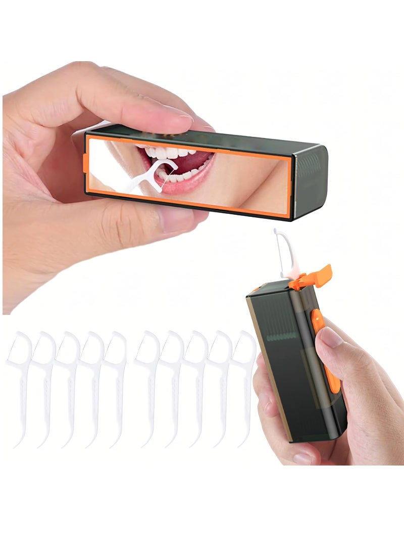 KASTWAVE - Dental Floss Travel Case with Mirror, Portable Travel Floss Dispenser for Teeth Cleaning, Essential Travel Accessories Dental Floss Holder for Dinners, Dating, Travel, Party (10 Picks) - Image 1