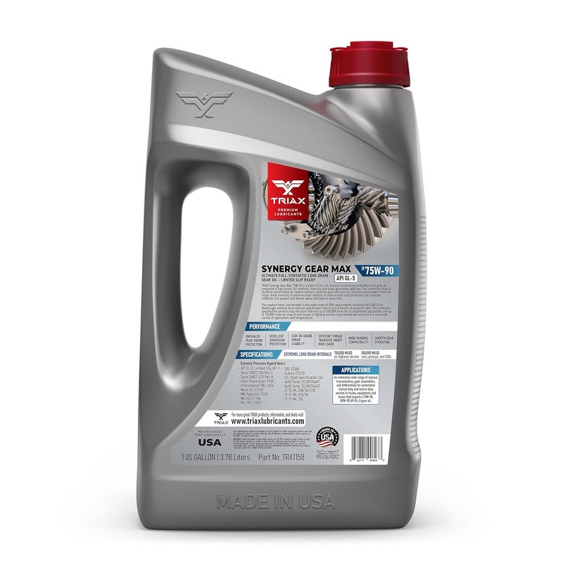Triax Synergy Gear MAX 75W90 GL-5 Limited Slip Gear Oil - 1 Gallon - Image 2