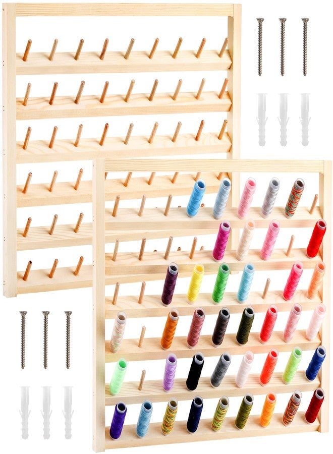 Tosnail 2 Pack 54 Spools Wooden Thread Holder, Large Racks, Wall Mount Storage Organizer for Sewing, Braiding and Embroidery - Image 1