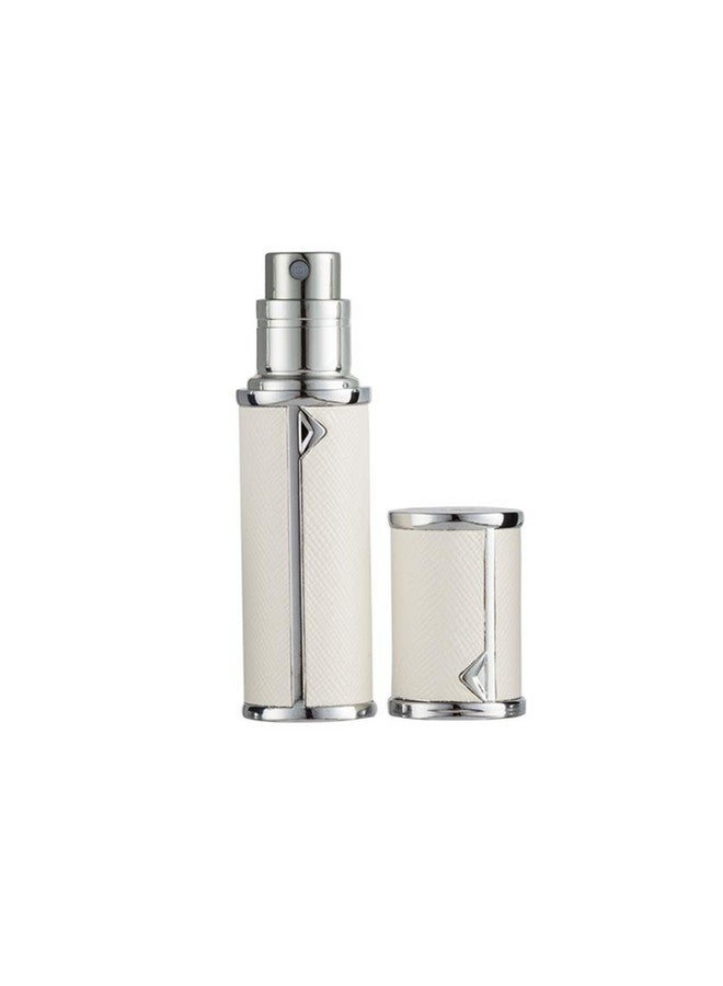 Perfume Atomizer For Travel, Portable Mini Refillable Empty Perfume Bottles, Leakproof Cologne Container Perfume Spray Bottle For Men Women, 5Ml Scent Pump Case With Leather Case-White(Silver)