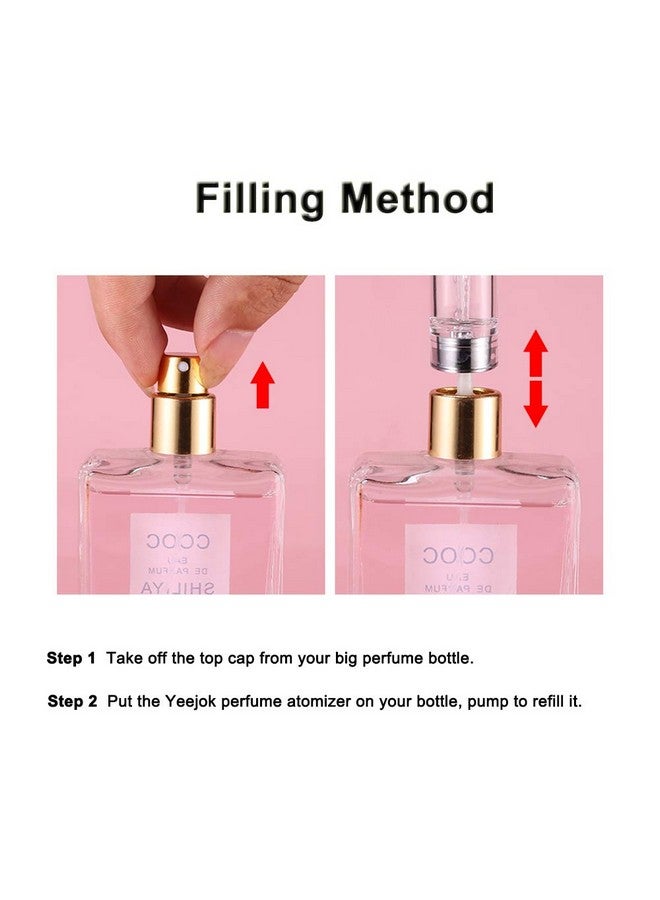 Perfume Atomizer For Travel, Portable Mini Refillable Empty Perfume Bottles, Leakproof Cologne Container Perfume Spray Bottle For Men Women, 5Ml Scent Pump Case With Leather Case-White(Silver)