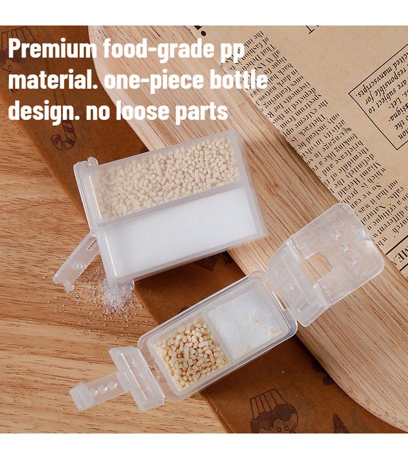2pcs Portable Double Grid Spice Dispenser Plastic Seasoning Storage Box Salt Pepper Shaker Travel Kitchen Camping - Image 3