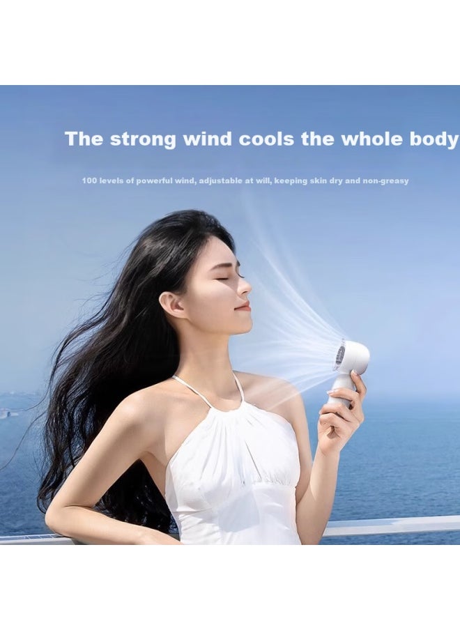 Miniso Miniso Portable Handheld Mini Fan Usb Rechargeable Fan Student Outdoor High-speed Small Electric Fan Cooling Long Battery Life Green  - Image 2