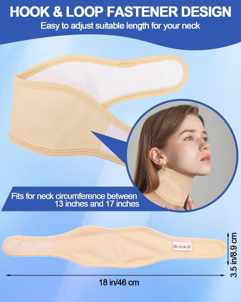 KASTWAVE 2 Pcs Thyroid Castor Oil Neck Wrap, Reusable Castor Oil Compress Pack Wrap for Thyroid Neck, Organic Cotton Flannel, Less Mess, Comfort Fit, White+Pale Khaki - Image 2